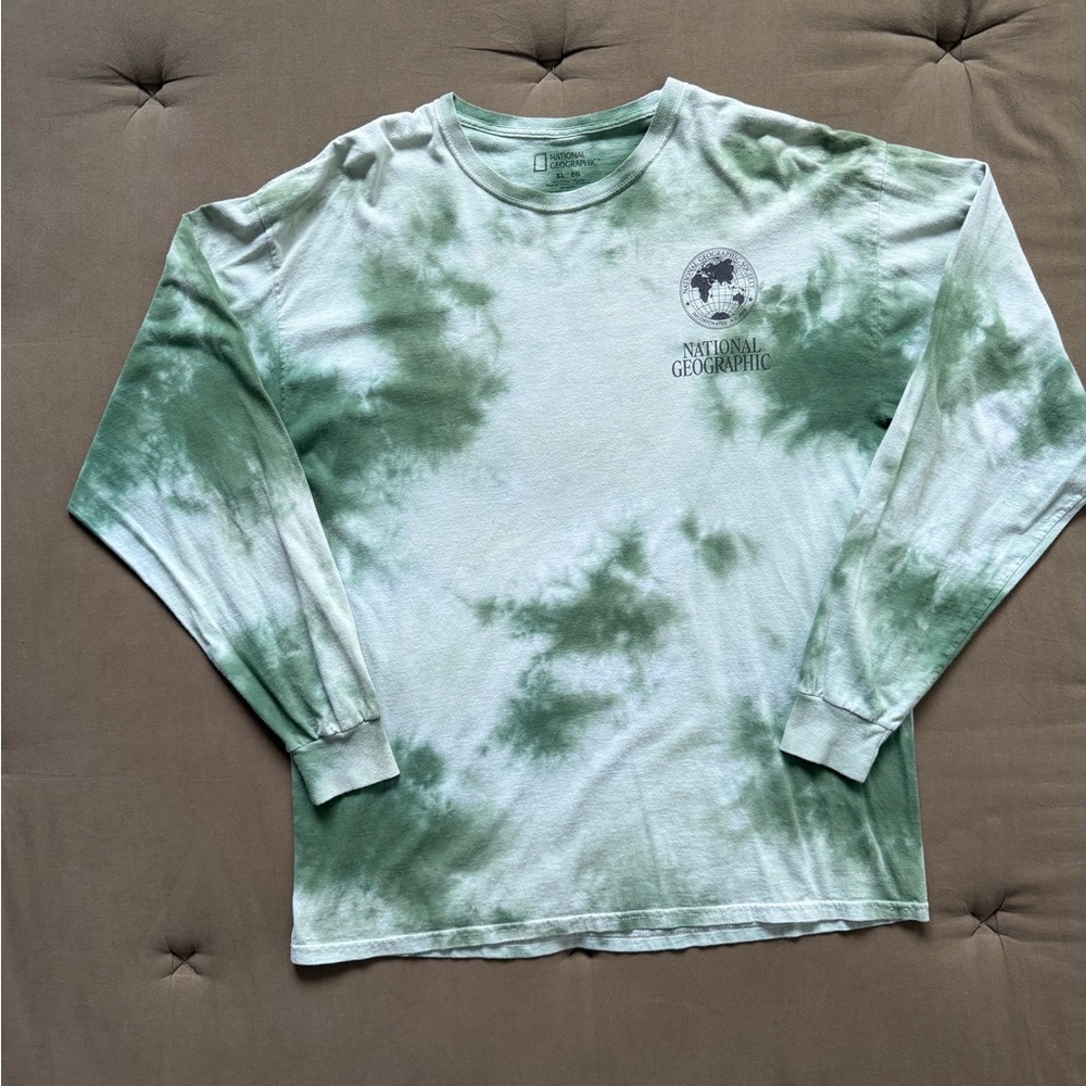 National Geographic Long Sleeve Green Tie dye T Shirt Men’s XL Marble Acid